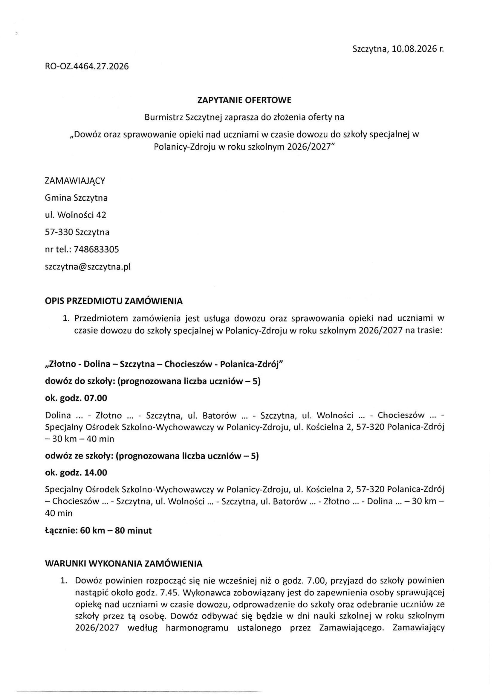 zapytanie ofertowe dow&oacute;z do szk&oacute;ł