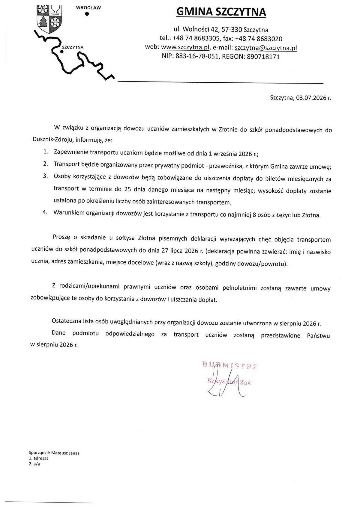 Dowozy Złotno