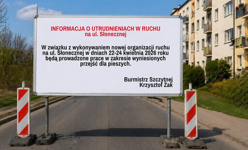Informacja o utrudnieniach w ruchu na ul. Słonecznej