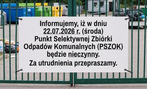 PSZOK nieczynny w dniu 22.07.2026 r.
