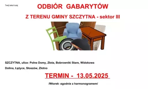 Zdjęcie do Odbi&oacute;r gabaryt&oacute;w z terenu Gminy Szczytna - SEKTOR III
