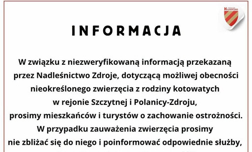 Zdjęcie do INFORMACJA DLA MIESZKAŃC&Oacute;W I TURYST&Oacute;W