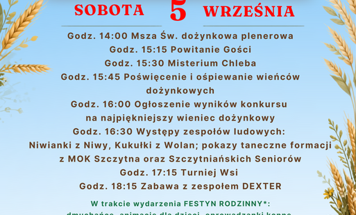 Zdjęcie do DOŻYNKI GMINY SZCZYTNA 2026 