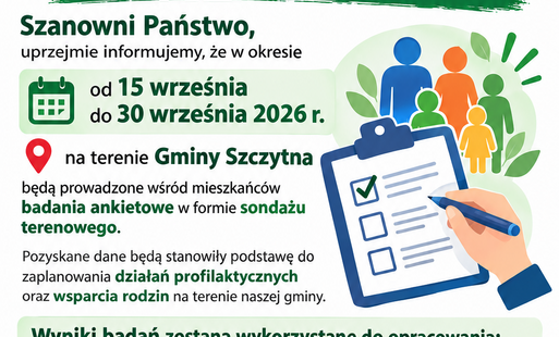 Zdjęcie do Badania ankietowe - diagnoza lokalnych problem&oacute;w społecznych w Gminie Szczytna