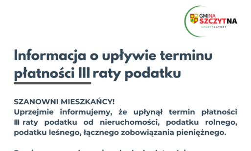 Zdjęcie do Informacja o upływie terminu płatności III raty podatku